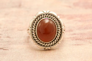 Artie Yellowhorse Genuine Carnelian Sterling Silver Ring